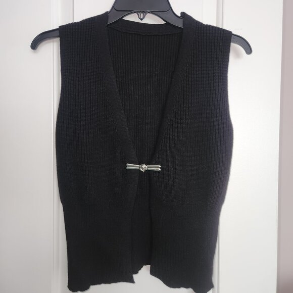 NWT - Commense Metal Buckle Waisted Sweater Vest - Black - Size Small (US 4) - Picture 5 of 8